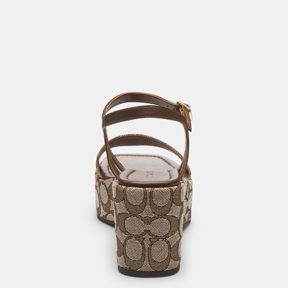 New Coach Gale Wedge Sandal In Signature Jacquard- Brown Maple 🍁 - Picture 5 of 5